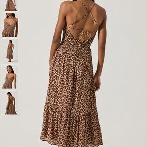 ASTR THE LABEL Eleni Leopard Print Midi Dress